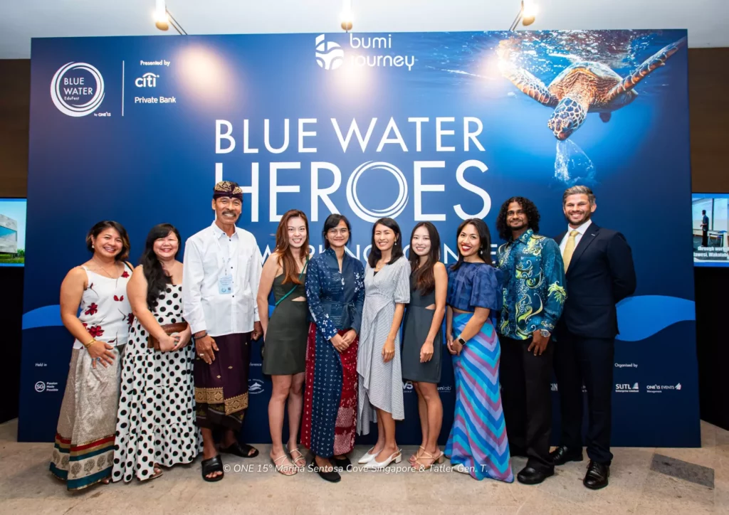 The 2022 Blue Water Heroes winners Louisa Ponnampalam and Thanda Ko Gyi with some of this year’s award finalists: Made Merta, Oh Chu Xian, Swietenia Puspa Lestari, Jessica Novia, Kong Man Jing, Anna Oposa, Alvin Chelliah and Tom Peacock-Nazil